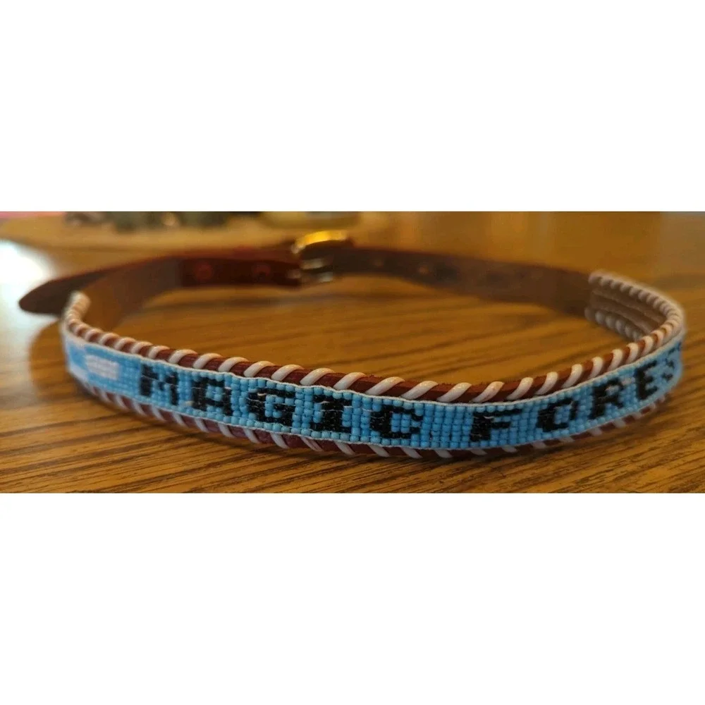 NOS Magic Forest Lake George NY Novelty Beaded Leather Belt Kids Youth Adult 26